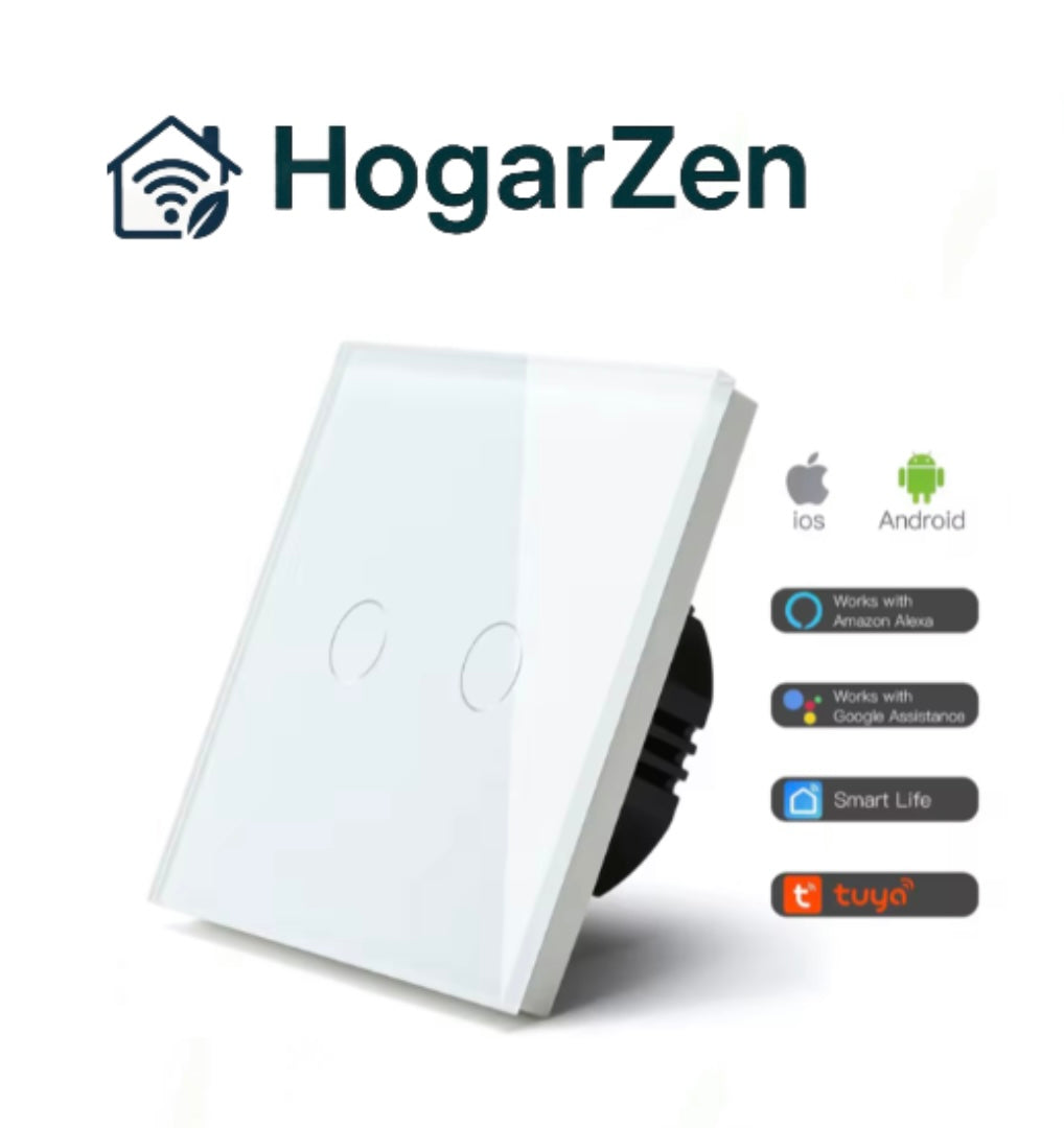 Interruptor Inteligente LumiZen Touch Doble – Control Táctil y Conectividad Smart